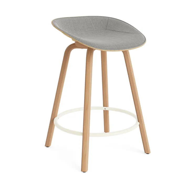 Stołek barowy Mat Barstool, tapicerowany przód 65 cm - Remix 133-hemp-beech-cream steel - Normann Copenhagen