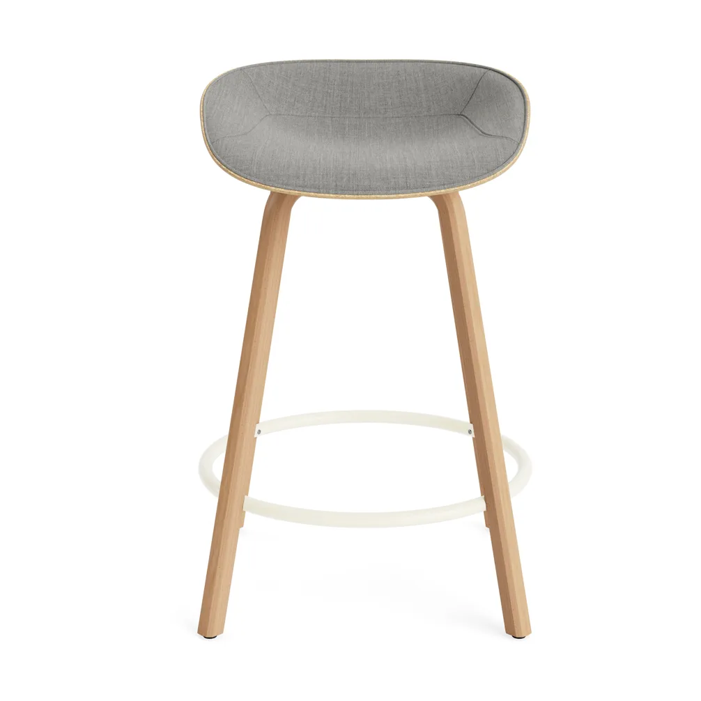 Stołek barowy Mat Barstool, tapicerowany przód 65 cm, Remix 133-hemp-beech-cream steel Normann Copenhagen
