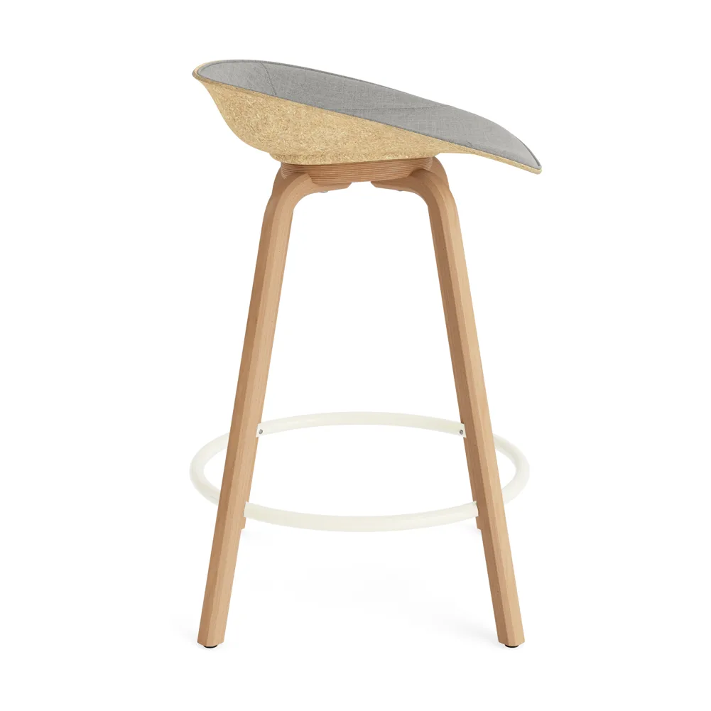 Stołek barowy Mat Barstool, tapicerowany przód 65 cm, Remix 133-hemp-beech-cream steel Normann Copenhagen