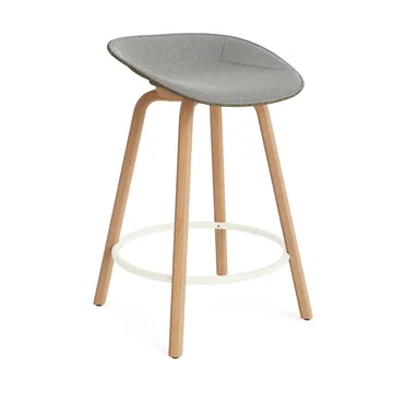 Stołek barowy Mat Barstool, tapicerowany przód 65 cm - Remix 133-seaweed-beech-cream steel - Normann Copenhagen