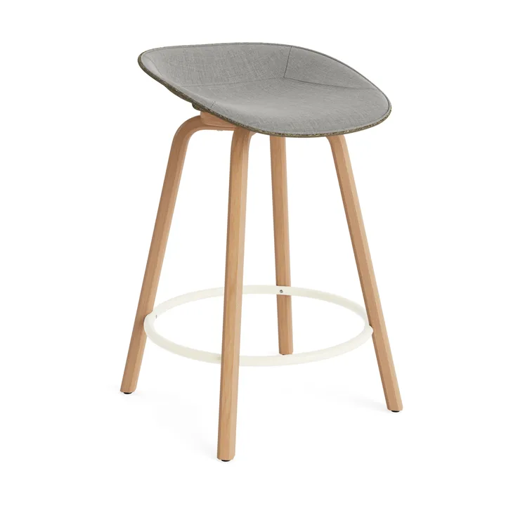 Stołek barowy Mat Barstool, tapicerowany przód 65 cm - Remix 133-seaweed-beech-cream steel - Normann Copenhagen