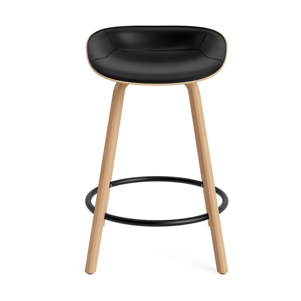 Stołek barowy Mat Barstool, tapicerowany przód 65 cm, Ultra 41599-hemp-beech-black steel Normann Copenhagen