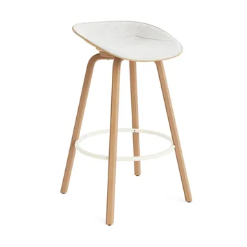 Stołek barowy Mat Barstool, tapicerowany przód 75 cm - Hallingdal 110-hemp-beech-cream steel - Normann Copenhagen