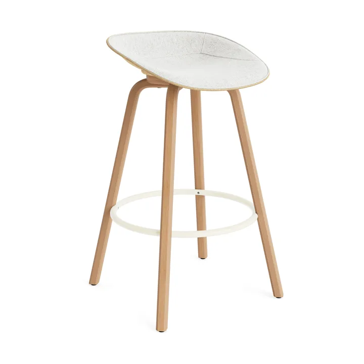 Stołek barowy Mat Barstool, tapicerowany przód 75 cm - Hallingdal 110-hemp-beech-cream steel - Normann Copenhagen