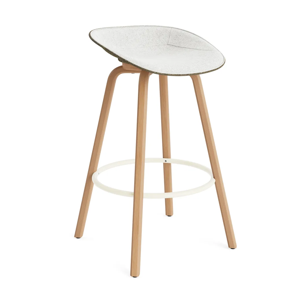 Stołek barowy Mat Barstool, tapicerowany przód 75 cm, Hallingdal 110-seaweed-beech-cream steel Normann Copenhagen
