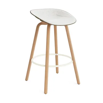 Stołek barowy Mat Barstool, tapicerowany przód 75 cm - Hallingdal 110-seaweed-beech-cream steel - Normann Copenhagen