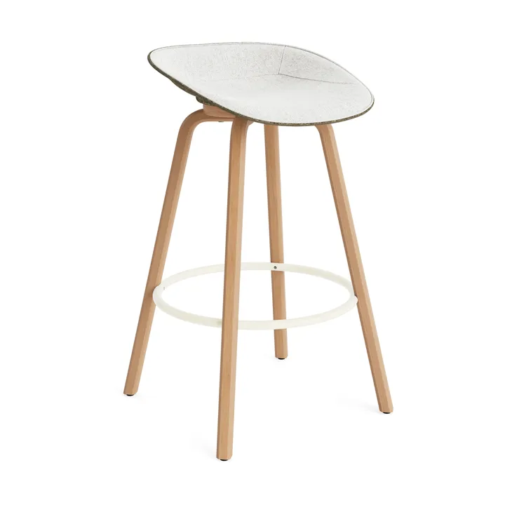 Stołek barowy Mat Barstool, tapicerowany przód 75 cm - Hallingdal 110-seaweed-beech-cream steel - Normann Copenhagen