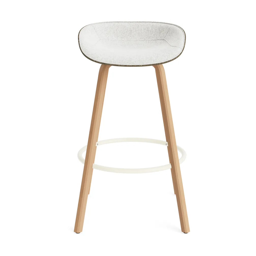 Stołek barowy Mat Barstool, tapicerowany przód 75 cm, Hallingdal 110-seaweed-beech-cream steel Normann Copenhagen