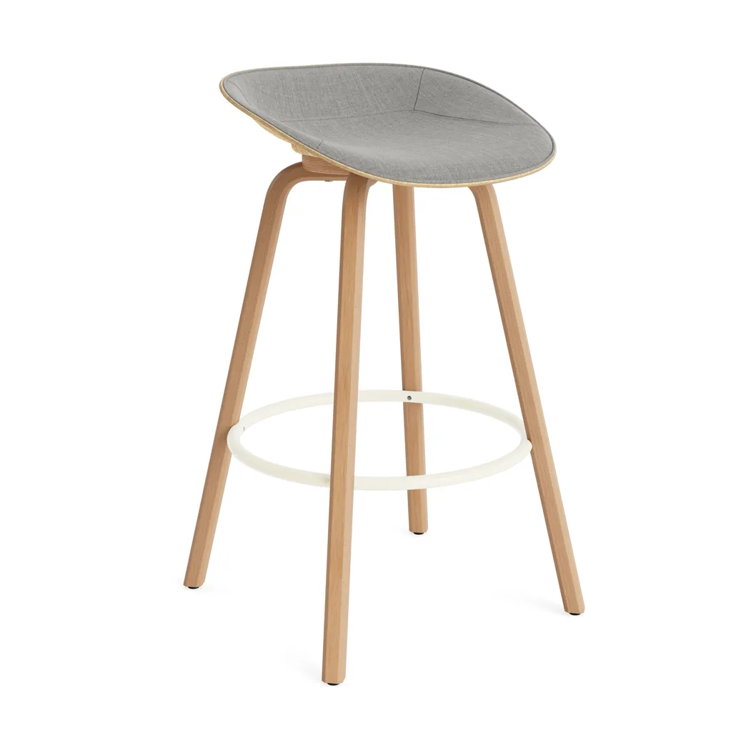 Stołek barowy Mat Barstool, tapicerowany przód 75 cm, Remix 133-hemp-beech-cream steel Normann Copenhagen