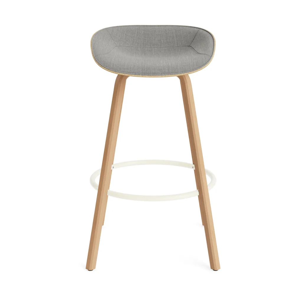 Stołek barowy Mat Barstool, tapicerowany przód 75 cm, Remix 133-hemp-beech-cream steel Normann Copenhagen