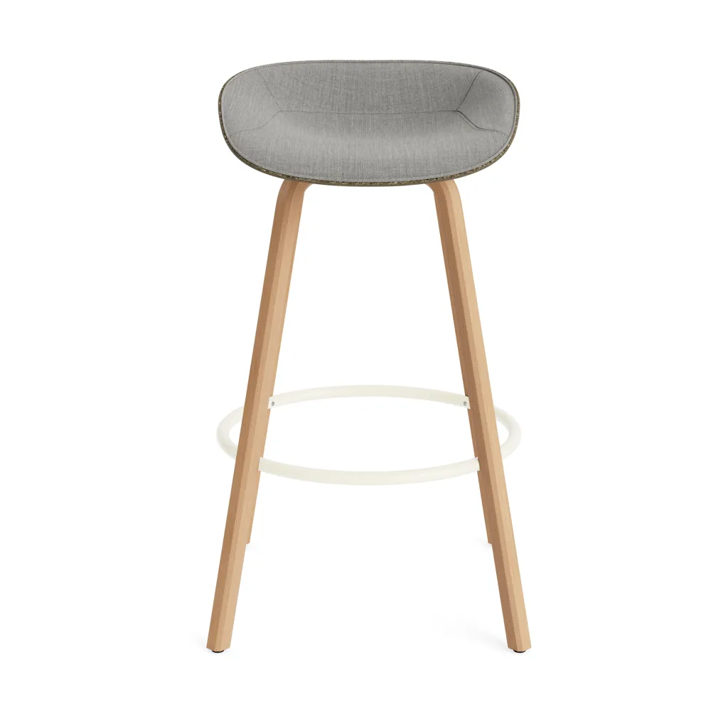 Stołek barowy Mat Barstool, tapicerowany przód 75 cm, Remix 133-seaweed-beech-cream steel Normann Copenhagen