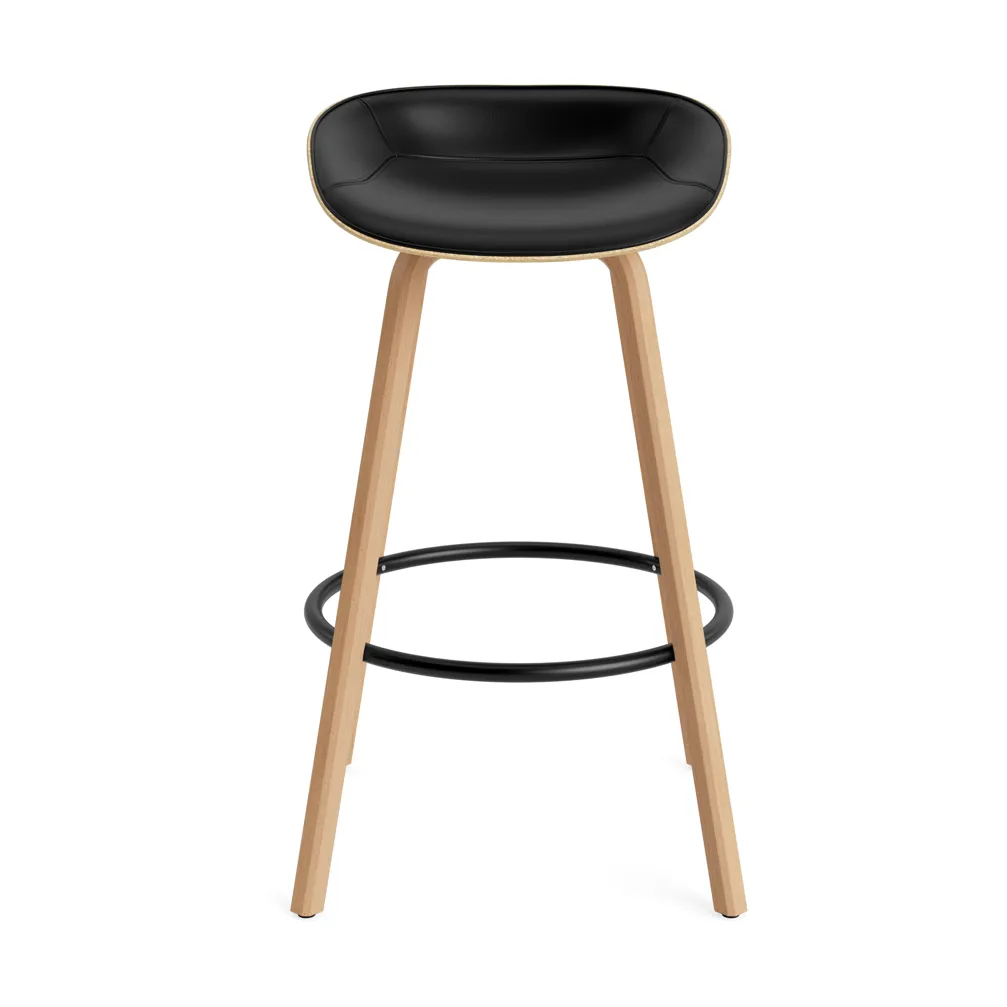 Stołek barowy Mat Barstool, tapicerowany przód 75 cm, Ultra 41599-hemp-beech-black steel Normann Copenhagen