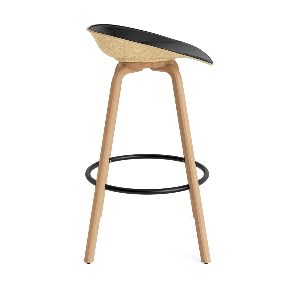 Stołek barowy Mat Barstool, tapicerowany przód 75 cm, Ultra 41599-hemp-beech-black steel Normann Copenhagen