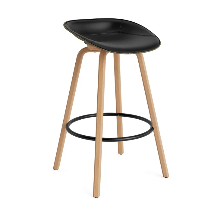 Stołek barowy Mat Barstool, tapicerowany przód 75 cm - Ultra 41599-seaweed-beech-black steel - Normann Copenhagen