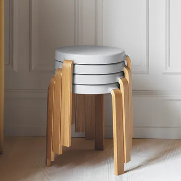 Taboret okrągły Tap - Black, nogi z drewna orzechowego, Ø35x43 cm - Normann Copenhagen