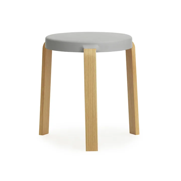 Taboret okrągły Tap - Szaro-dębowy, Ø41x43 cm - Normann Copenhagen