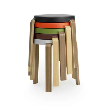 Taboret okrągły Tap - Szaro-dębowy, Ø41x43 cm - Normann Copenhagen