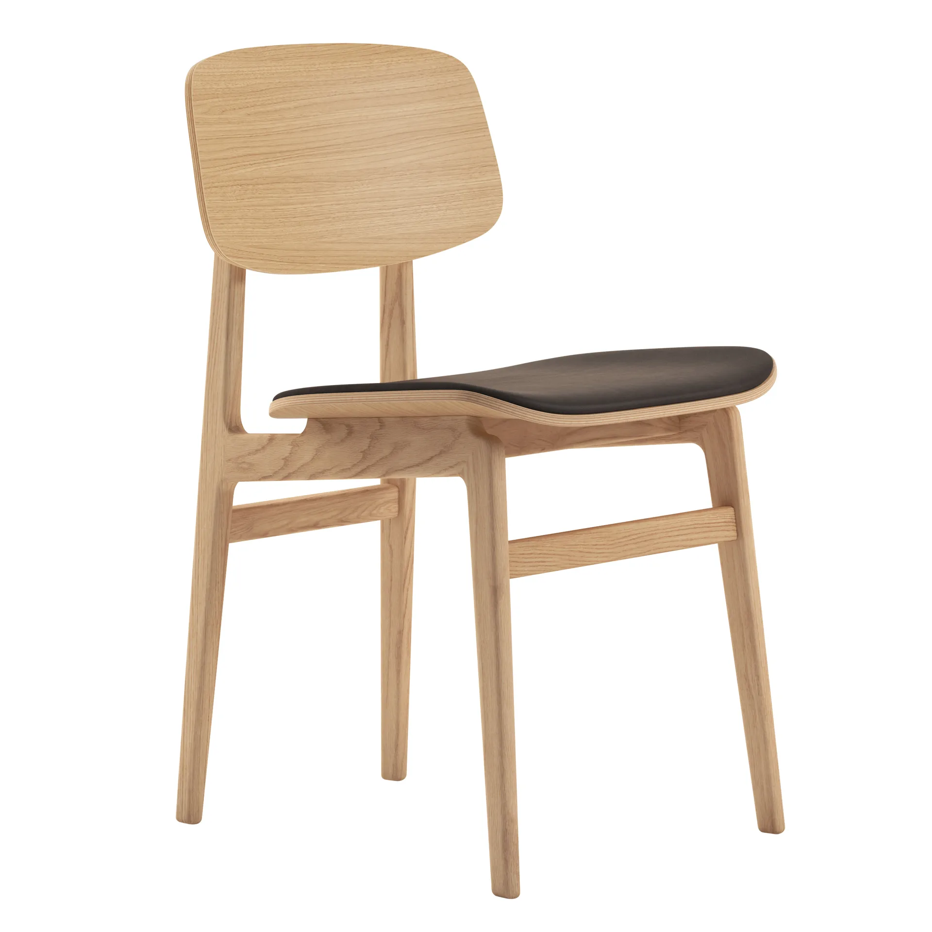 Krzesło NY11 ze skórzanym siedziskiem dąb, Dunes dark brown NORR11