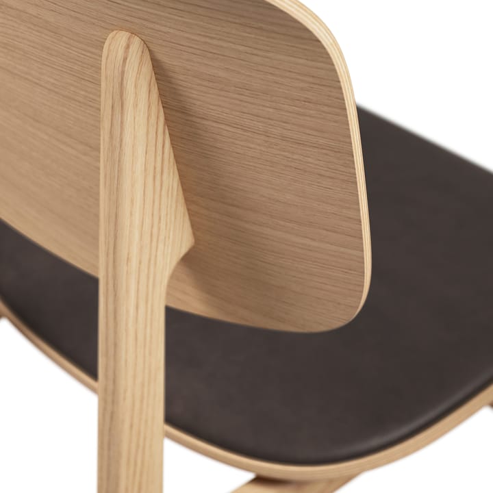 Krzesło NY11 ze skórzanym siedziskiem dąb, Dunes dark brown NORR11