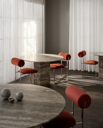 Stół jadalniany Soho - Beżowy trawertyn, Ø120×72 cm - NORR11