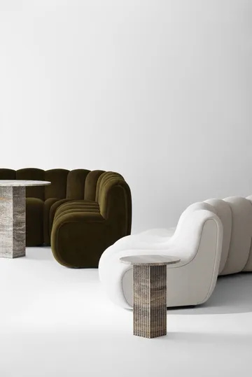 Stolik boczny Soho - Silver trawertyn, Ø40×50 cm - NORR11