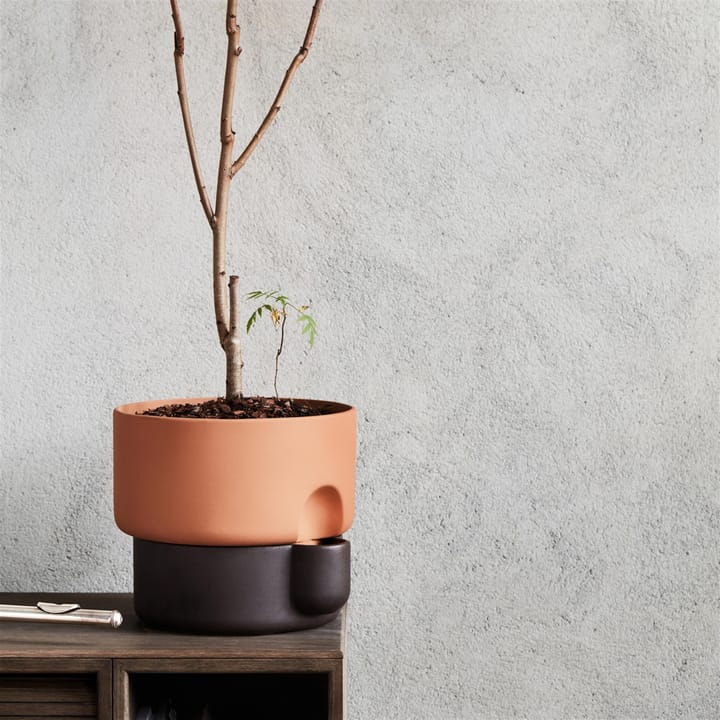 Oasis doniczka samonawadniająca duża Ø27.5 cm, Terakota-czarna Northern