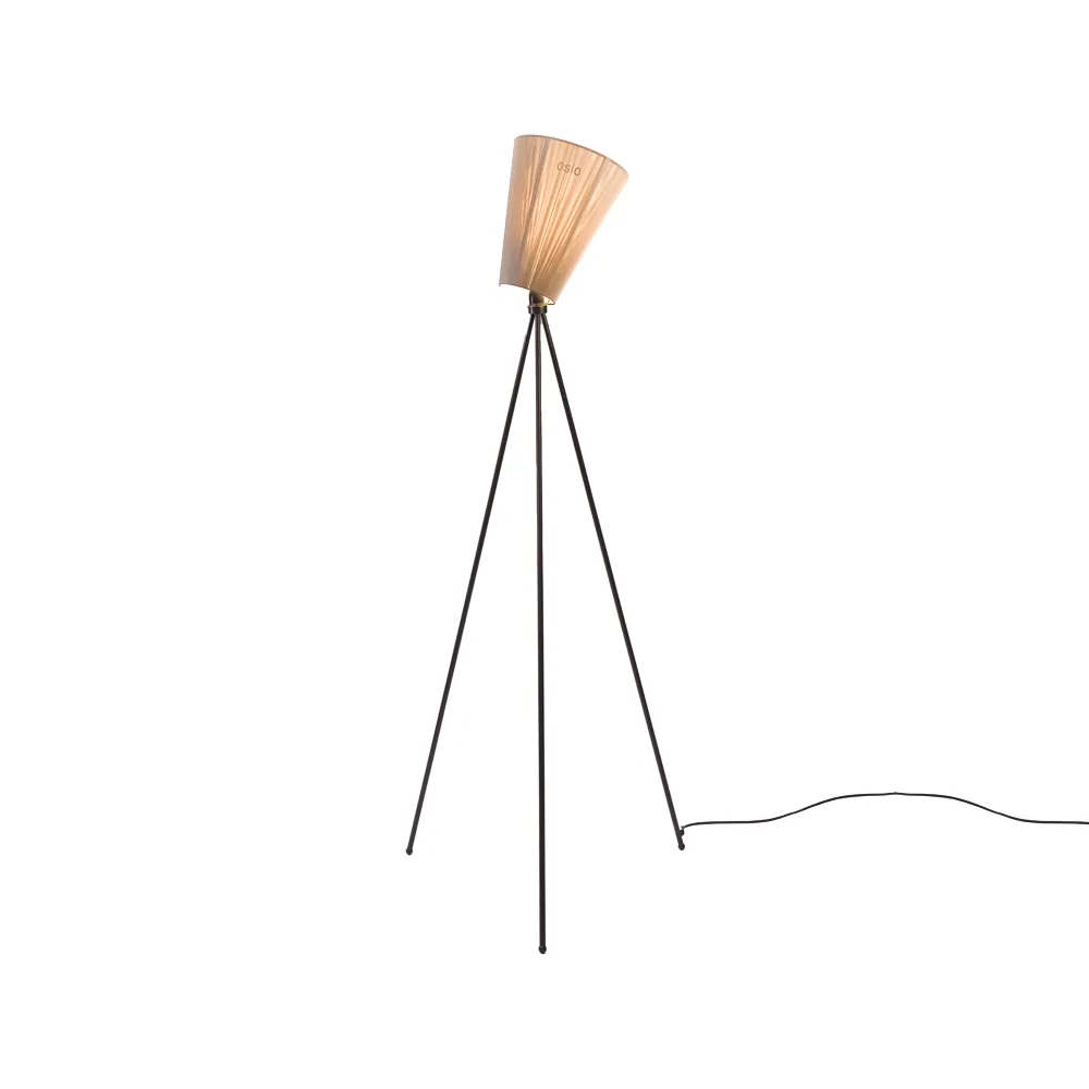 Oslo Wood lampa podłogowa, beżowo, matowa czarny stojak Northern