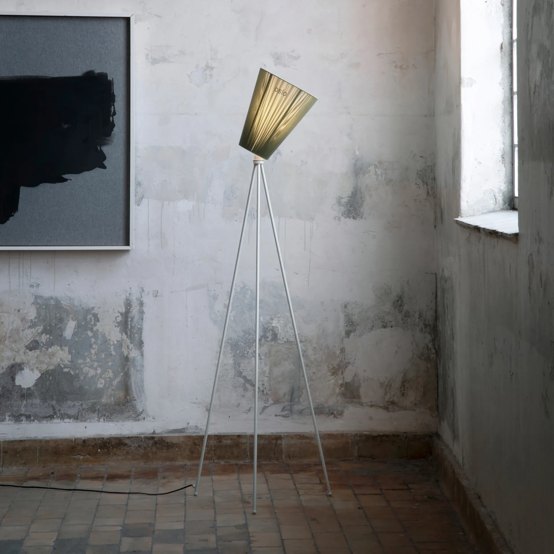 Oslo Wood lampa podłogowa klosz, Oliwkowa zieleń Northern