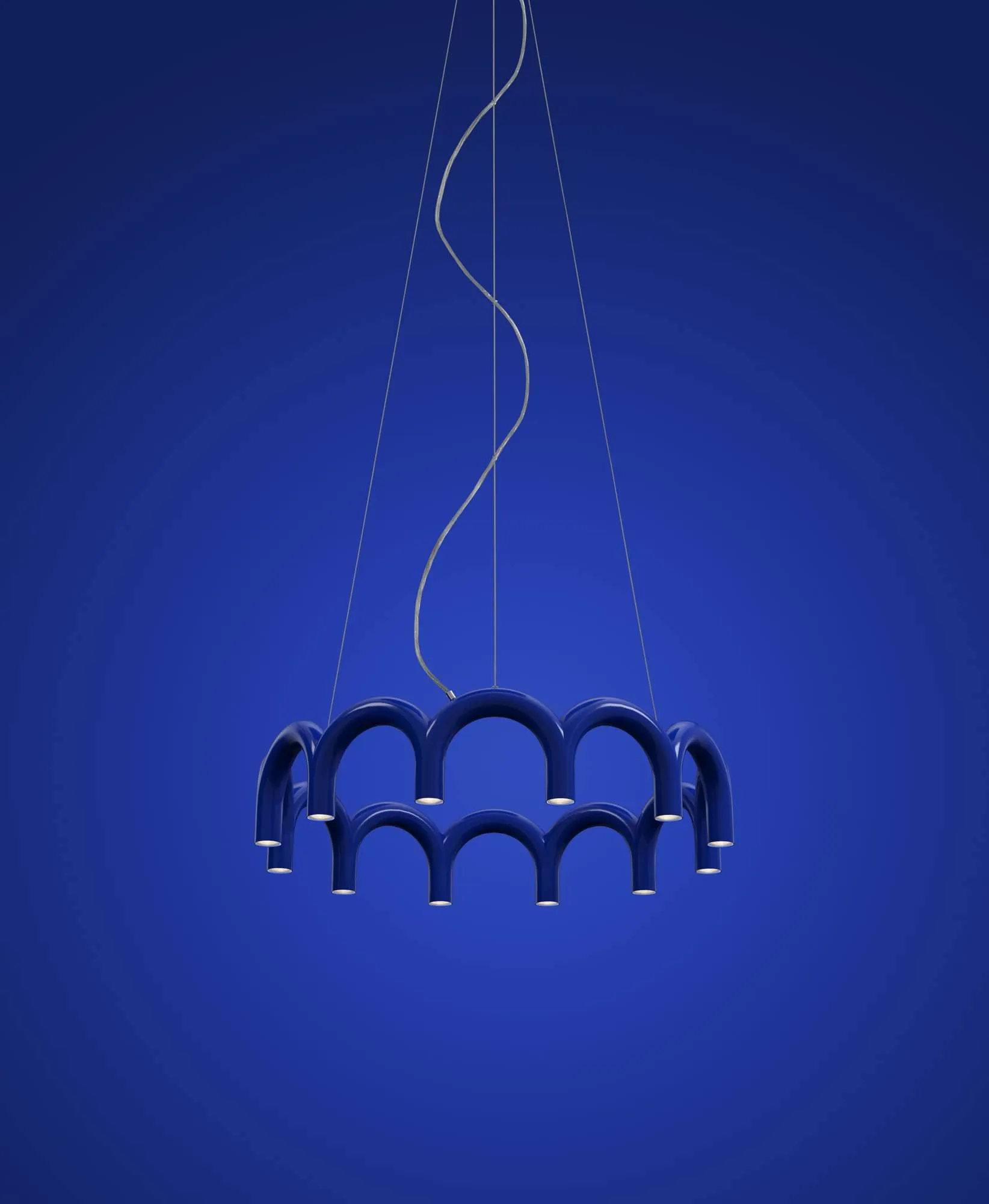 Lampa wisząca Arch Circle, Blue, Ø98 cm Oblure