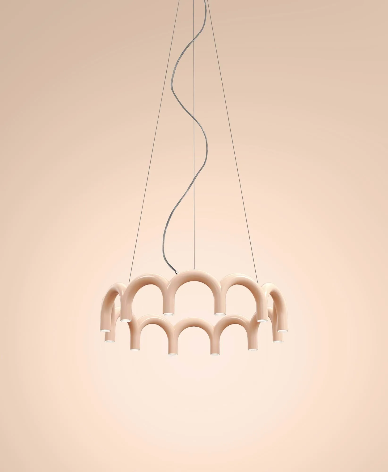 Lampa wisząca Arch Circle, Nude, Ø98 cm Oblure