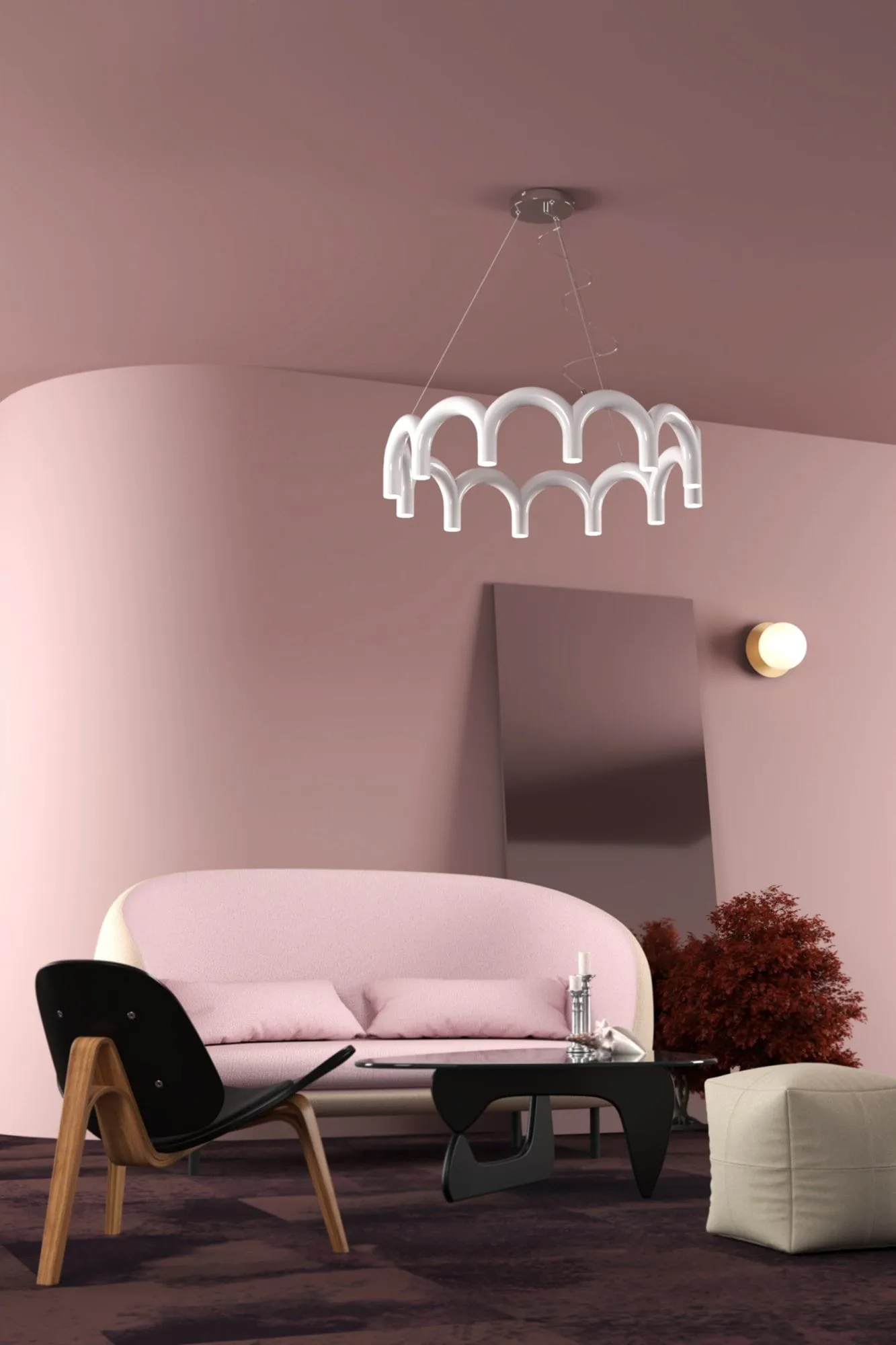 Lampa wisząca Arch Circle, White, Ø98 cm Oblure
