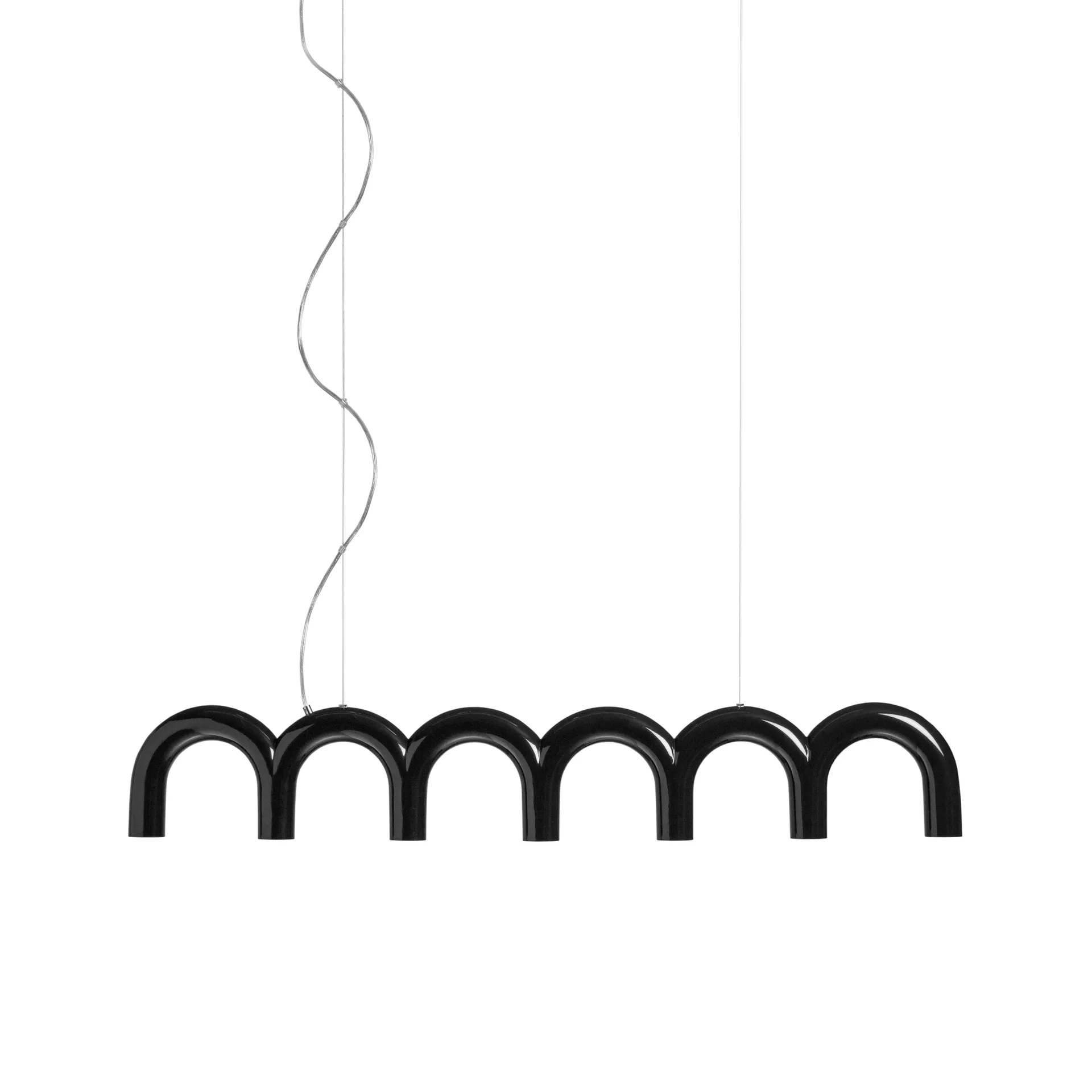 Lampa wisząca Arch o długości 125,6 cm, Czarny Oblure