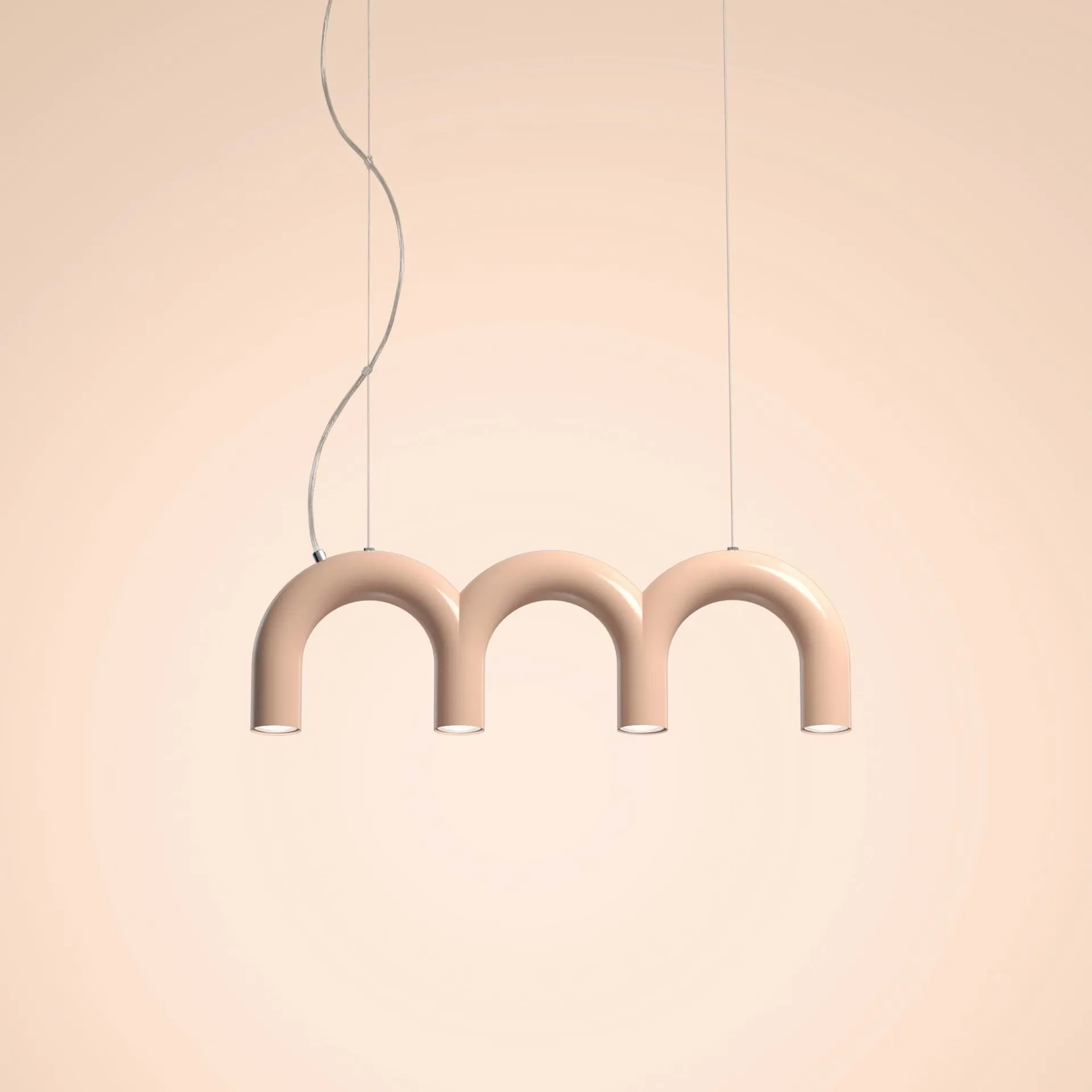 Lampa wisząca Arch Triplette, Nude, 65,6 cm Oblure