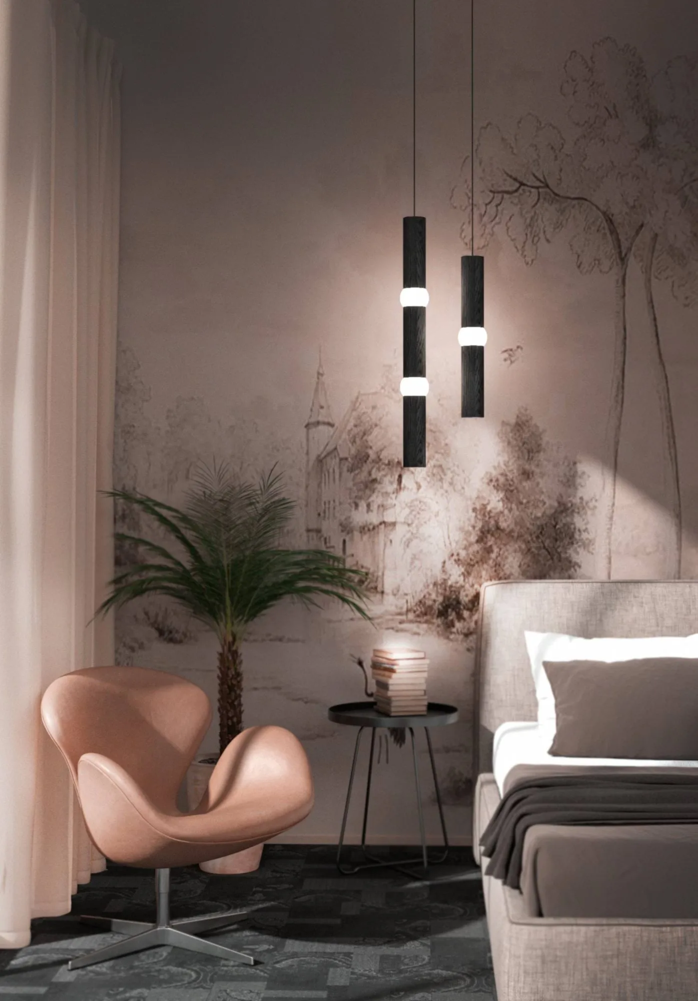 Lampa wisząca Lightbone, Large 83,6 cm, black oak Oblure