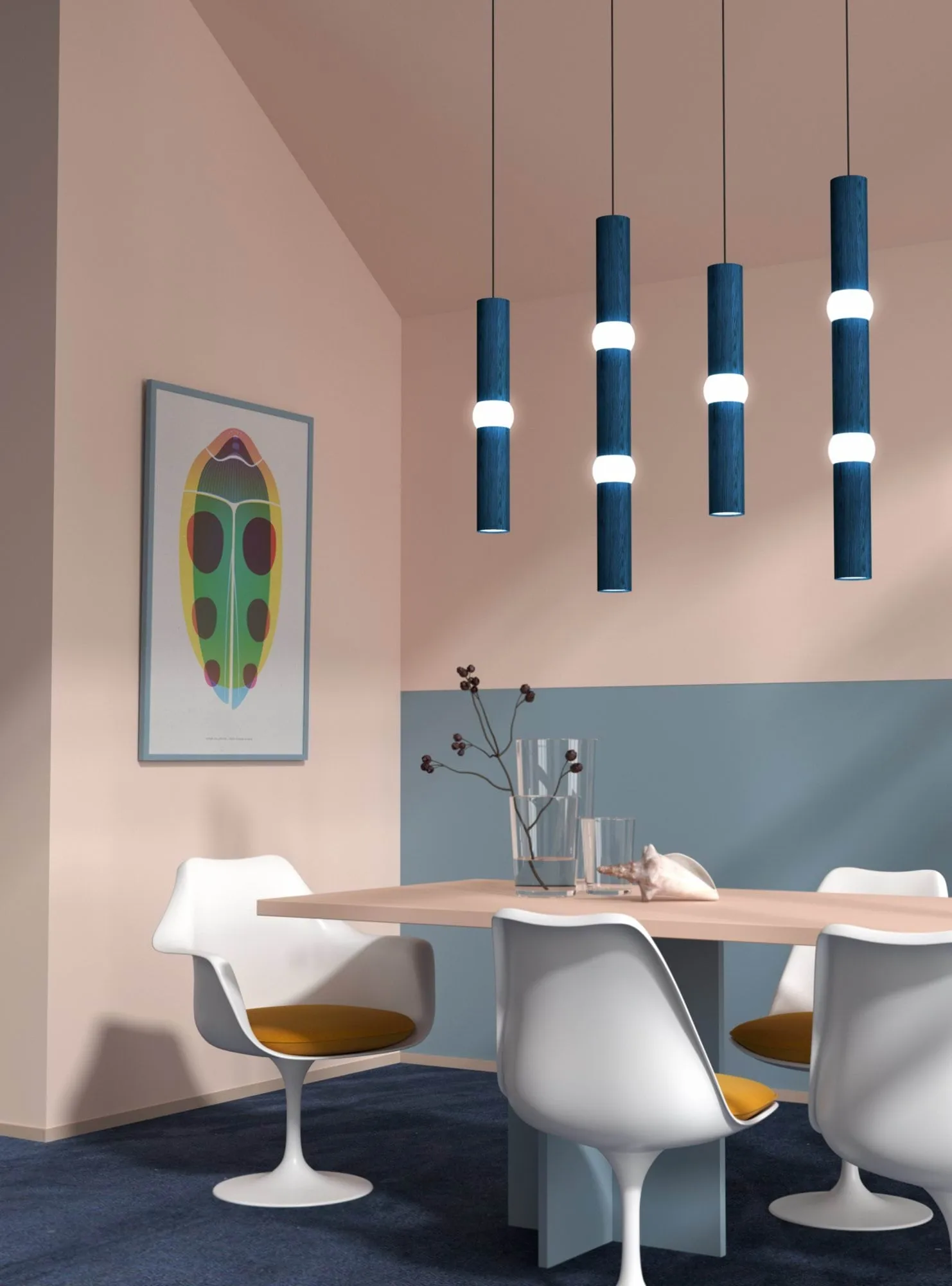 Lampa wisząca Lightbone, Large 83,6 cm, blue oak Oblure