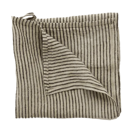 Lniany ręcznik kuchenny Stripe 45x65 cm - Czarny-piasek - Olsson & Jensen
