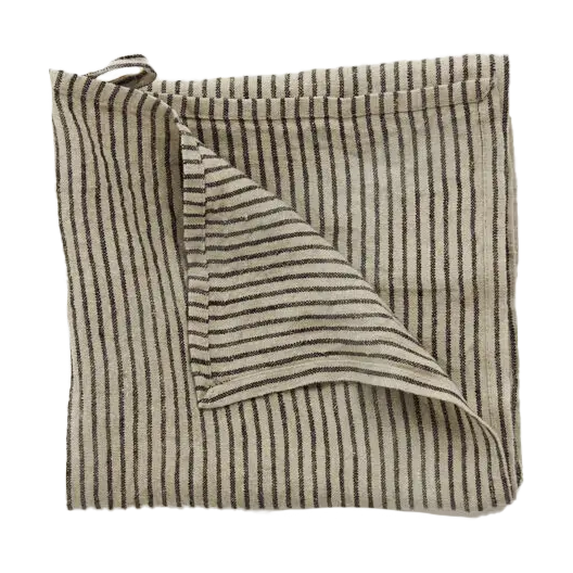 Olsson & Jensen Lniany ręcznik kuchenny Stripe 45x65 cm Czarny-piasek