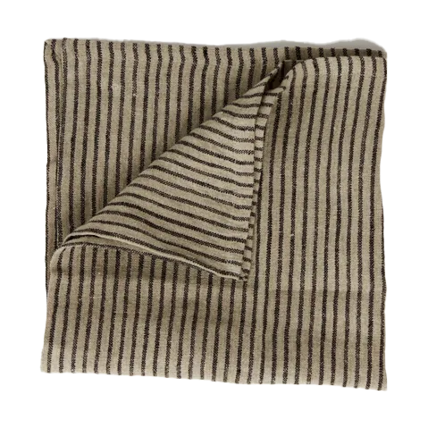 Serwetka lniana Stripe 45x45 cm, Czarny-piasek Olsson & Jensen