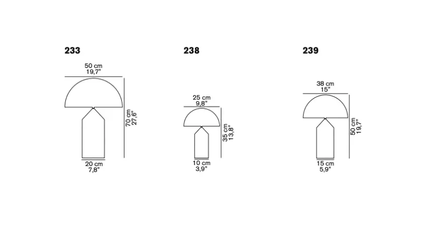 Atollo średni 239 lampa stołowa metal, Satin bronze Oluce