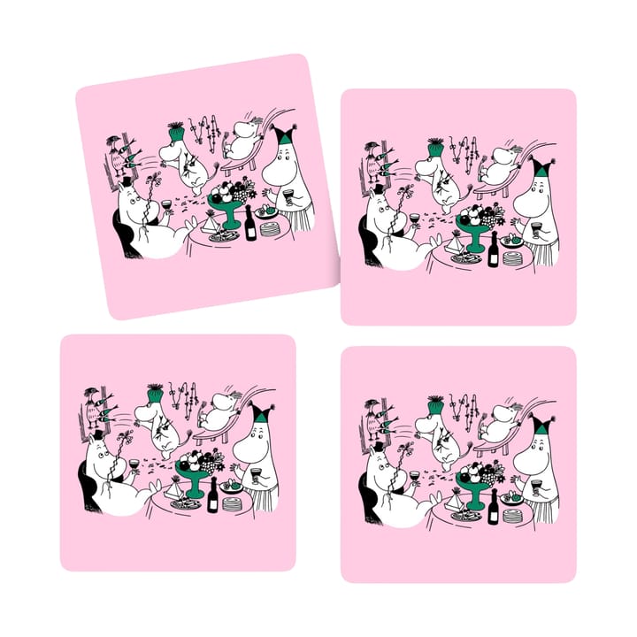 Podkładki pod szklanki Moomin 80 9x9 cm, 4 szt. - Różowy - Opto Design