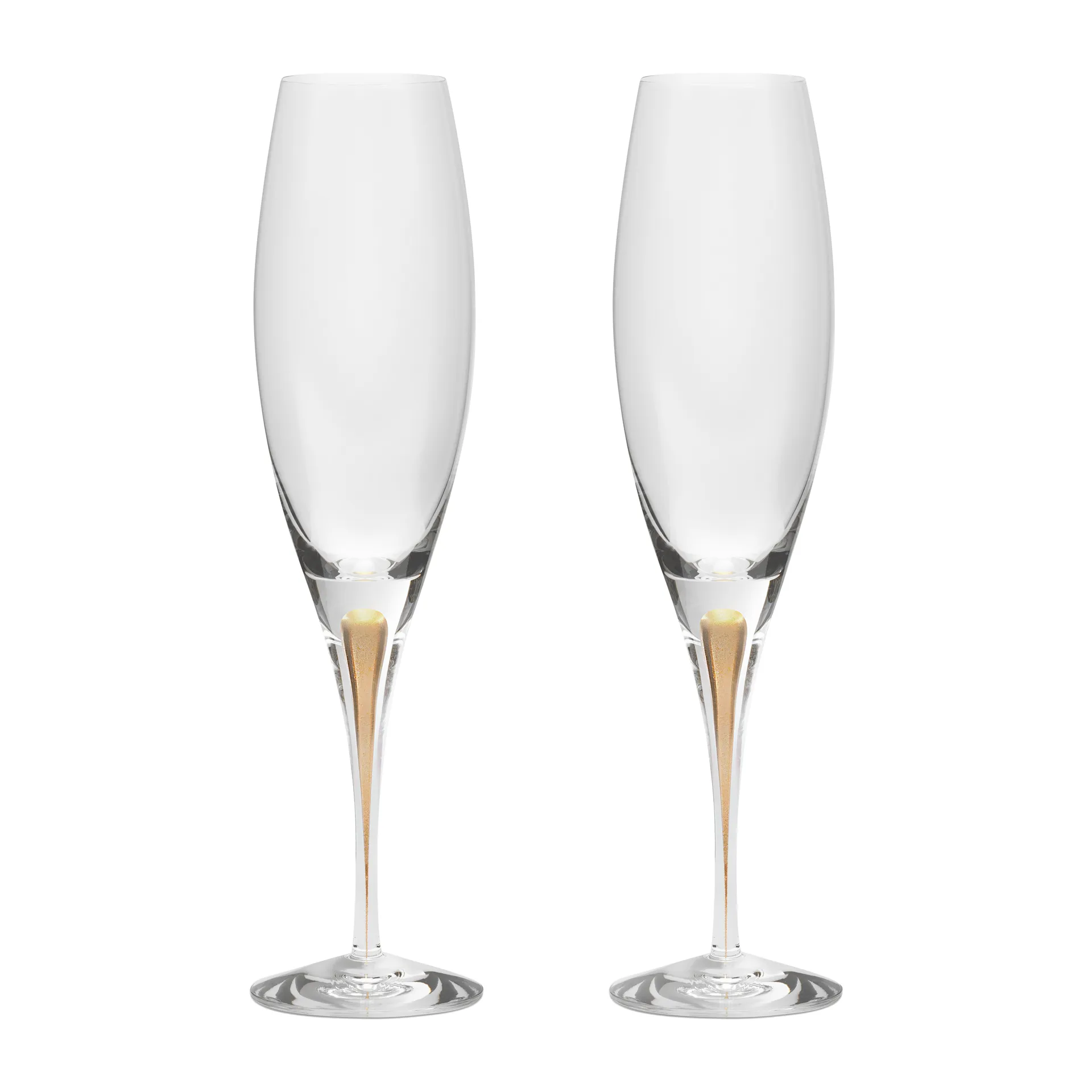 Intermezzo kieliszki do szampana 260 ml, 2‑pak, Złoto Orrefors