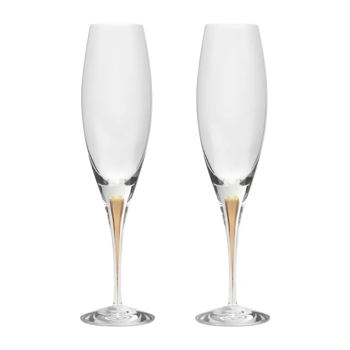 Intermezzo kieliszki do szampana 260 ml, 2‑pak - Złoto - Orrefors
