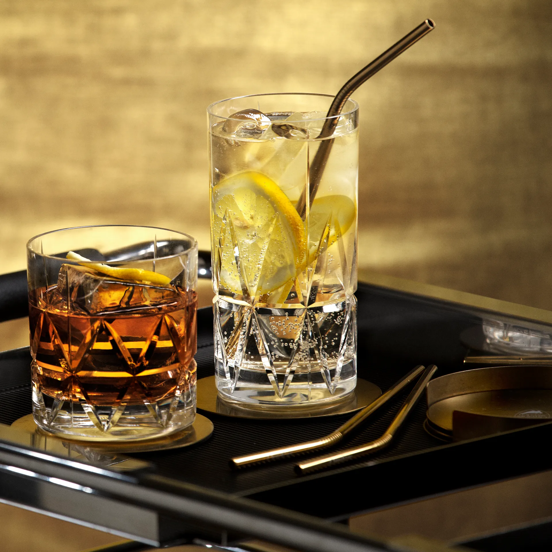 Podkładki z uchwytem Peak 4-pak, Mosiądz Orrefors