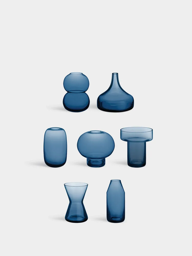 Zestaw miniwazonów Midsummer, 7 częśći, Midnight blue Orrefors