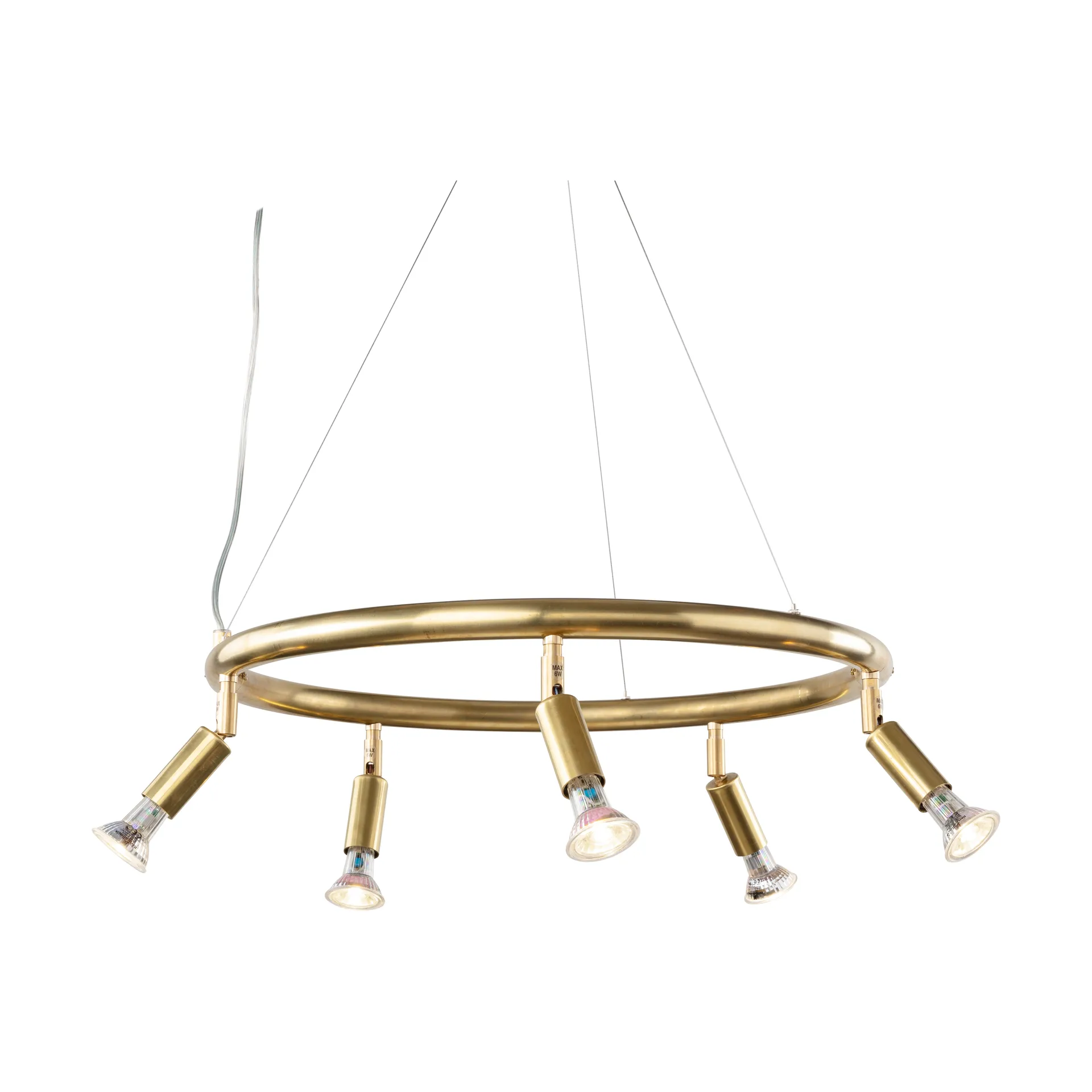 Lampa wisząca Star, okrągła, 5 spotów Ø60 cm, Mosiądz Örsjö Belysning