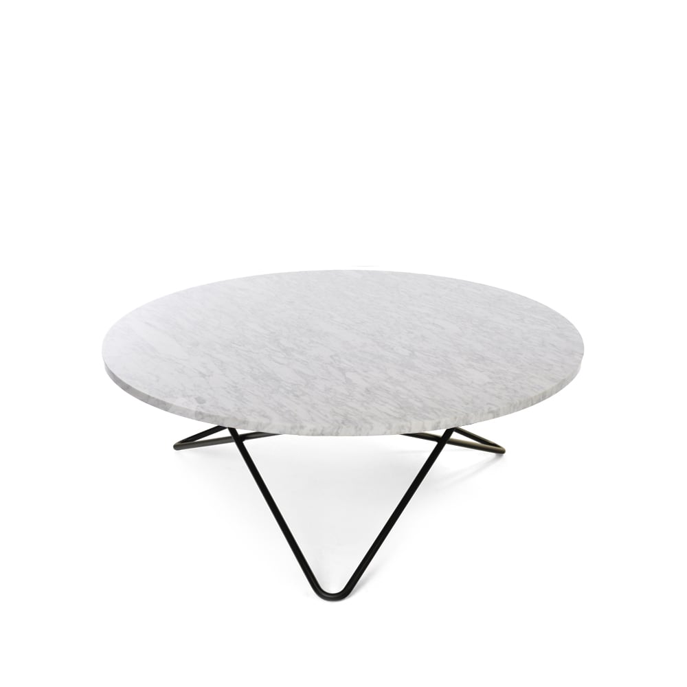OX Denmarq Duży stolik kawowy O Table marmur carrara, czarne lakierowane nogi