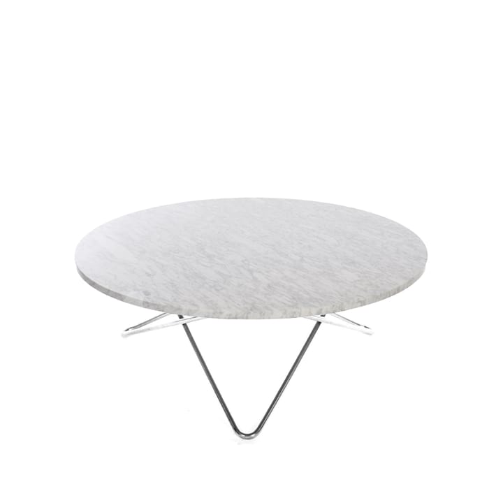 Duży stolik kawowy O Table - marmur carrara, nierdzewne nogi - OX Denmarq