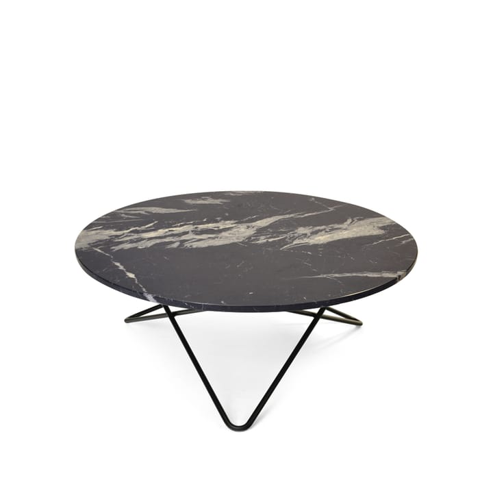 Duży stolik kawowy O Table - matowy marmur marquina, czarne lakierowane nogi - OX Denmarq