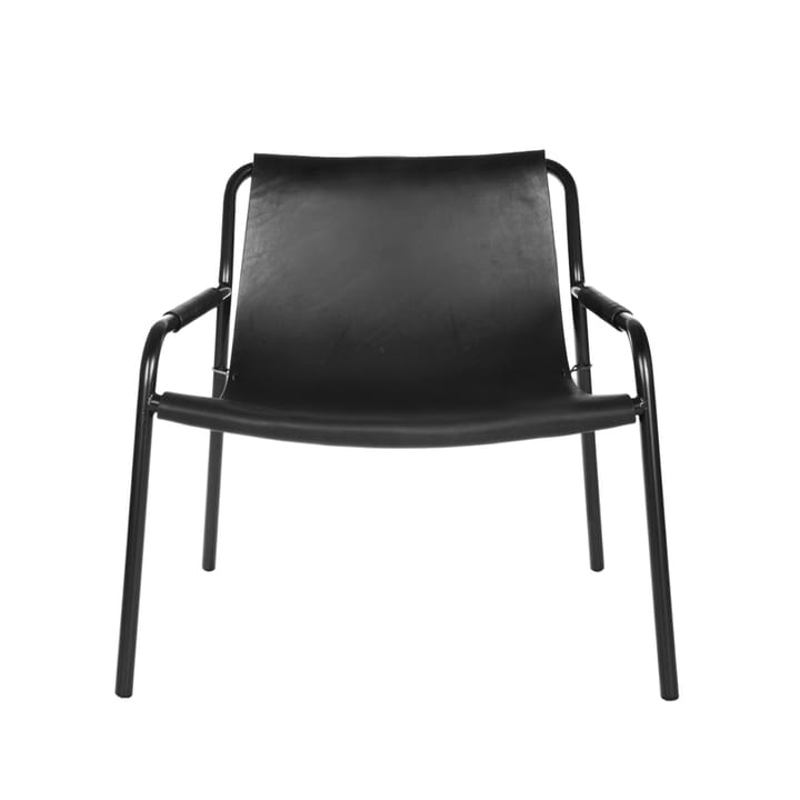 Fotel lounge September - skórzany czarny, czarne nogi - OX Denmarq