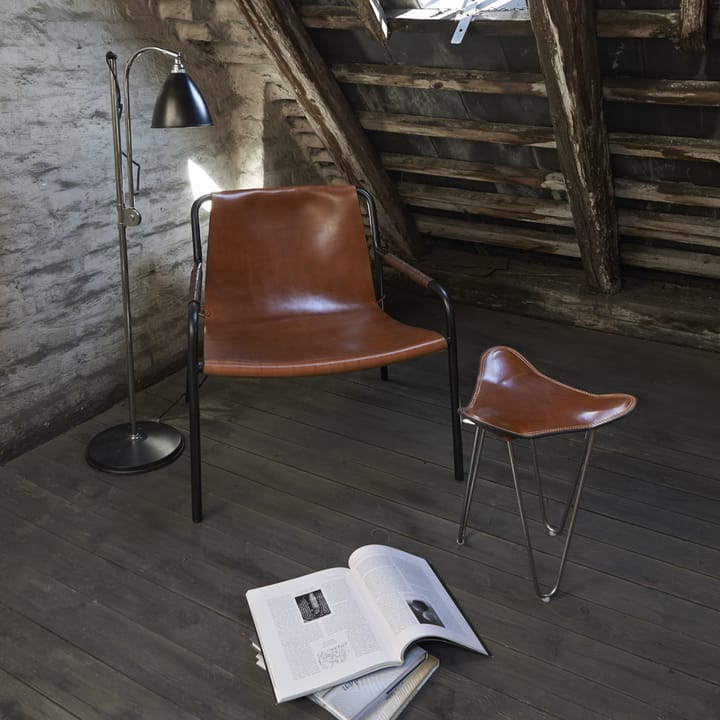 Fotel lounge September, skórzany czarny, czarne nogi OX Denmarq